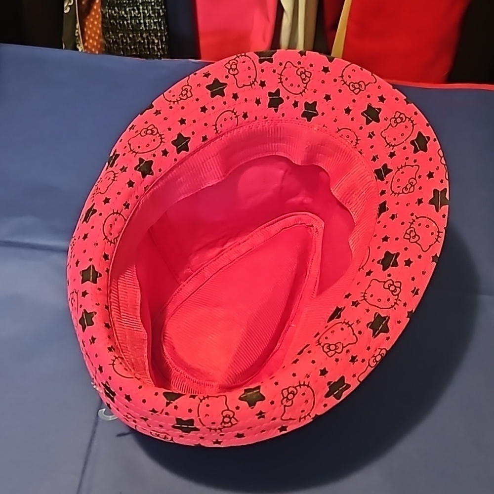 Hello Kitty by Sanrio Pink Black Sequin Fedora Hat EUC - Picture 4 of 6